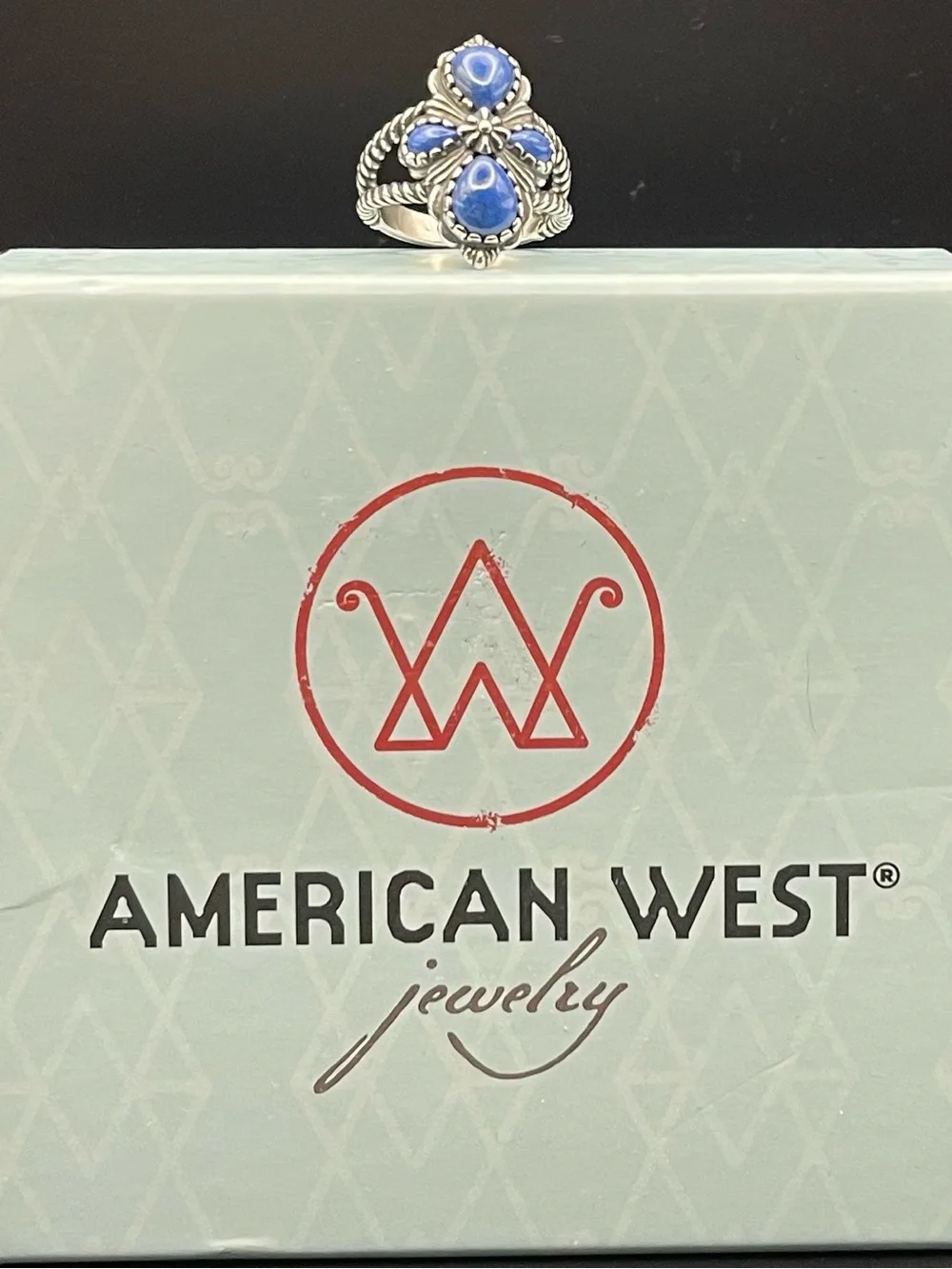 NWOT American West SS  blue lapis ring with/box pouch and care card , size 8